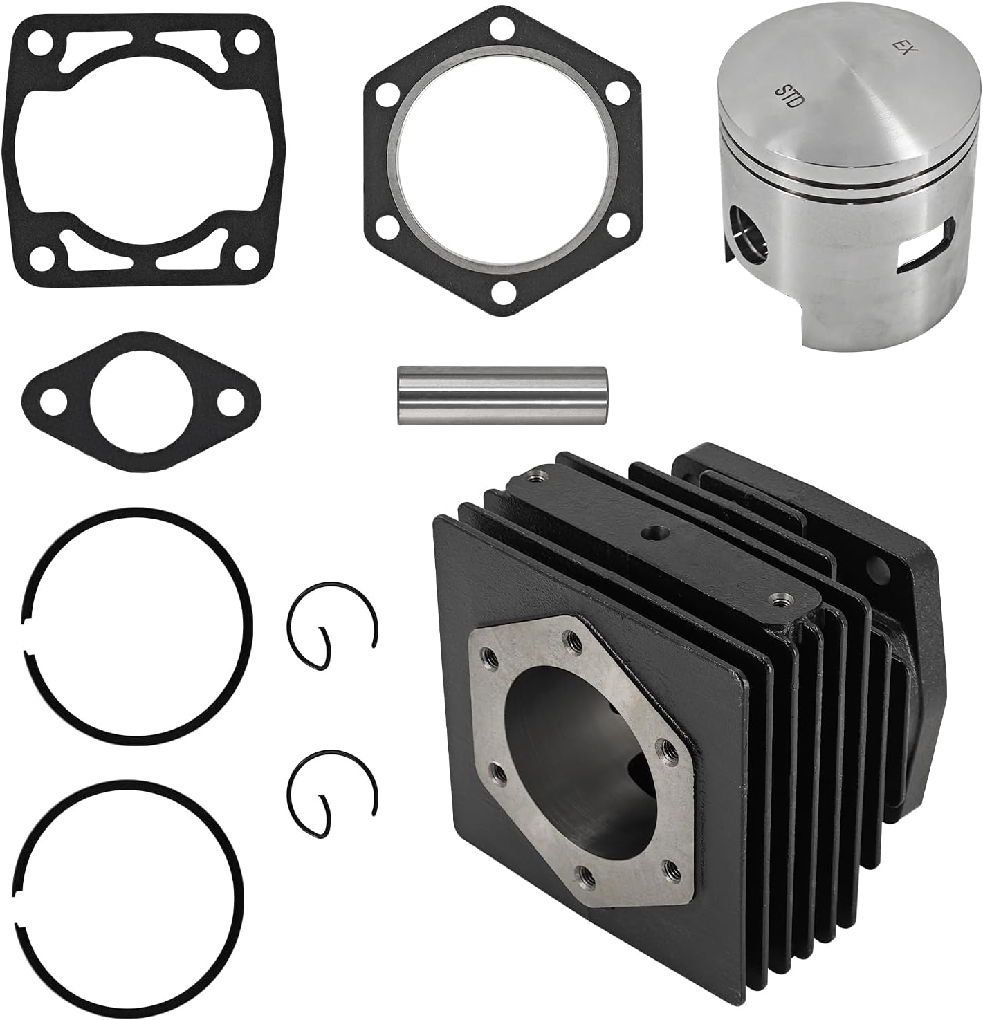 14532-G1 Top End Rebuild Kit Cylinder & Piston Fits For 1976-1988 EZGO 2 Cycle Gas Golf Cart with 244cc EC25-DS EC25-2PG Engine