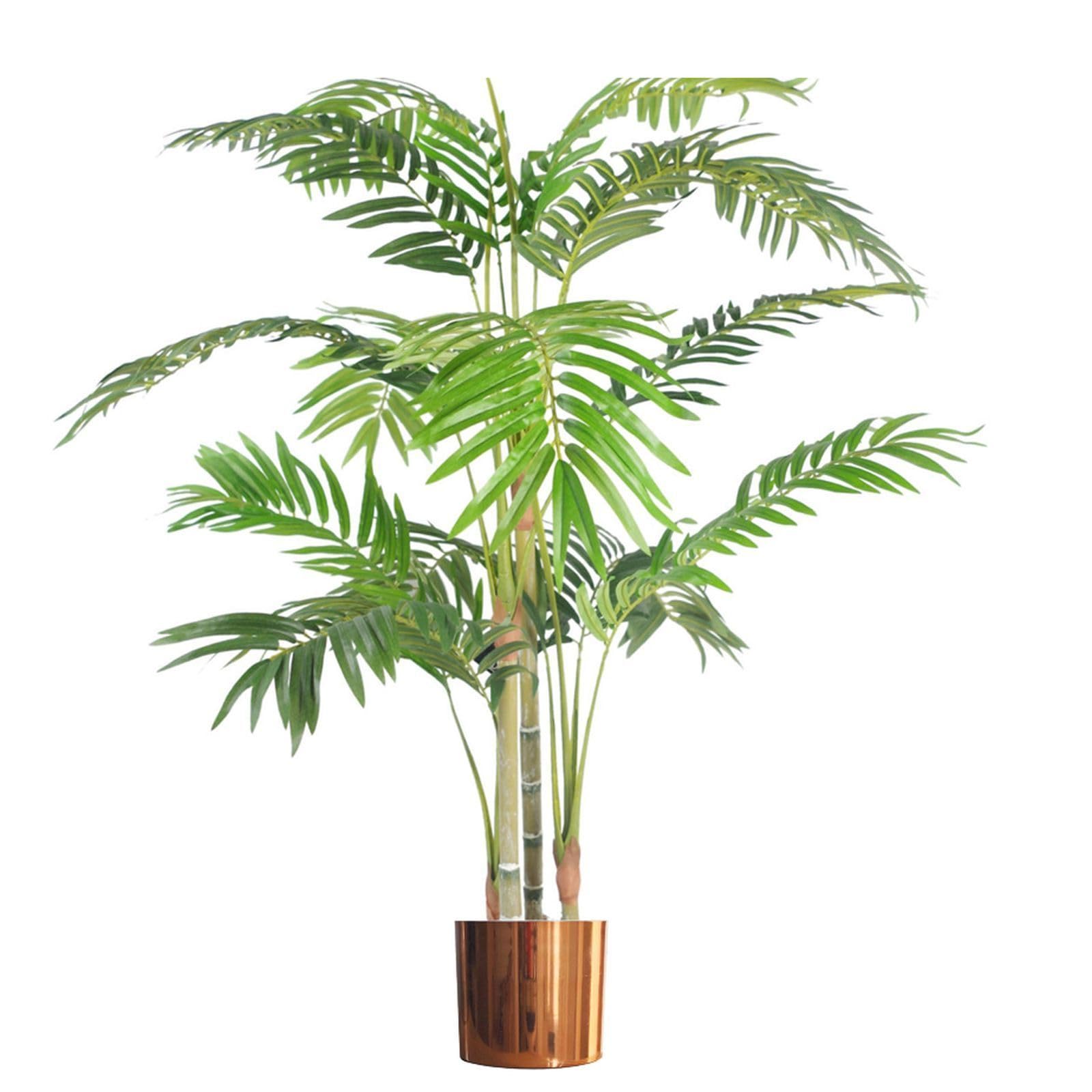 B&Q -  120Cm (4Ft) Premium Artificial Areca Palm With Pot With Copper Metal Planter