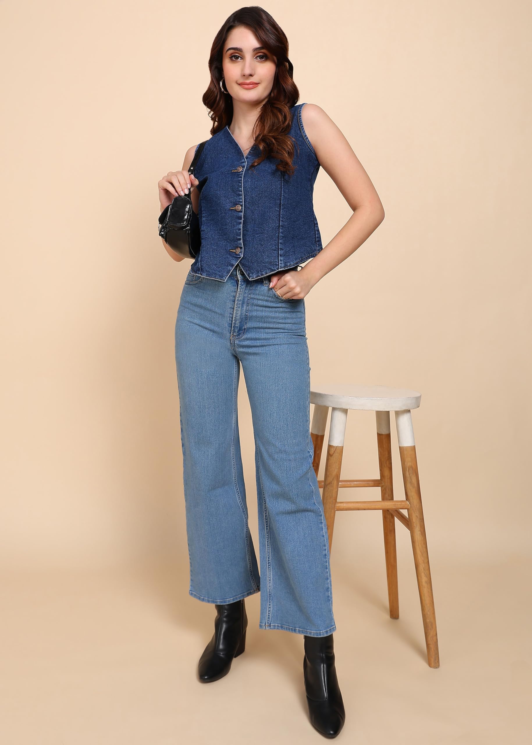 Nifty Women's Denim Waistcoat (1474_BLU_L_Blue_Large) - Image 7 thumbnail