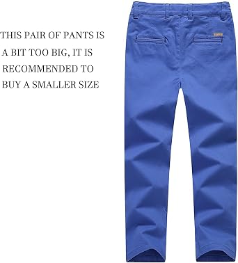 Boys Pants Uniform School Chino Pant Fitted with Adjustable Waist for Kids 4-14 Years Old,6 Color