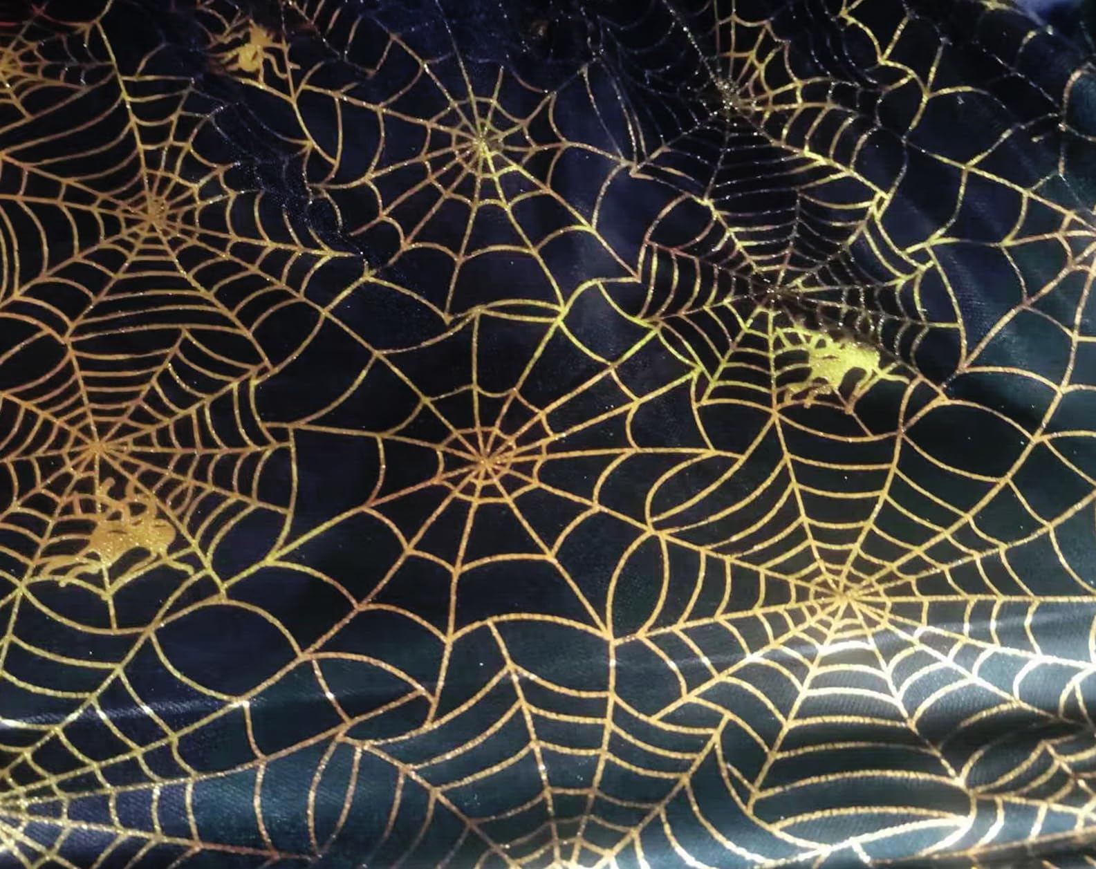 YYCRAFT 2 Yards Cyber Spandex Fabric by The Yard Halloween Decoration,Black/Gold