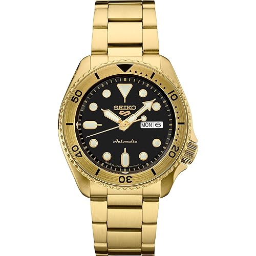 SEIKO Automatic Watch for Men - 5 Sports Collection - Men's Sport Watch with Stainless Steel Gold Finish - Water-Resistant 100M