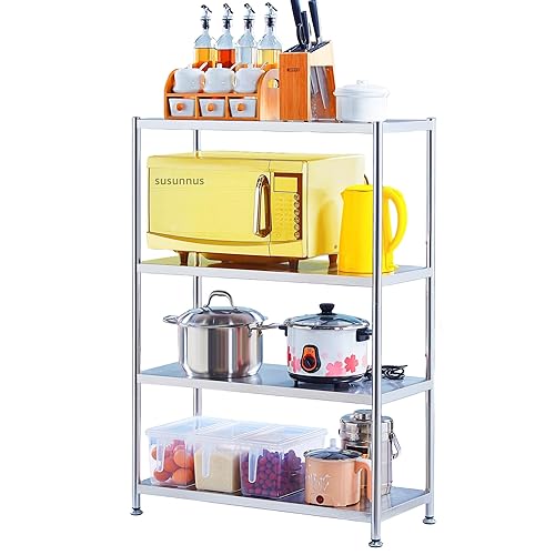 Stainless Steel Shelves 23.6in-4 Tier, Stainless Steel Shelf Organizer, Kitchen