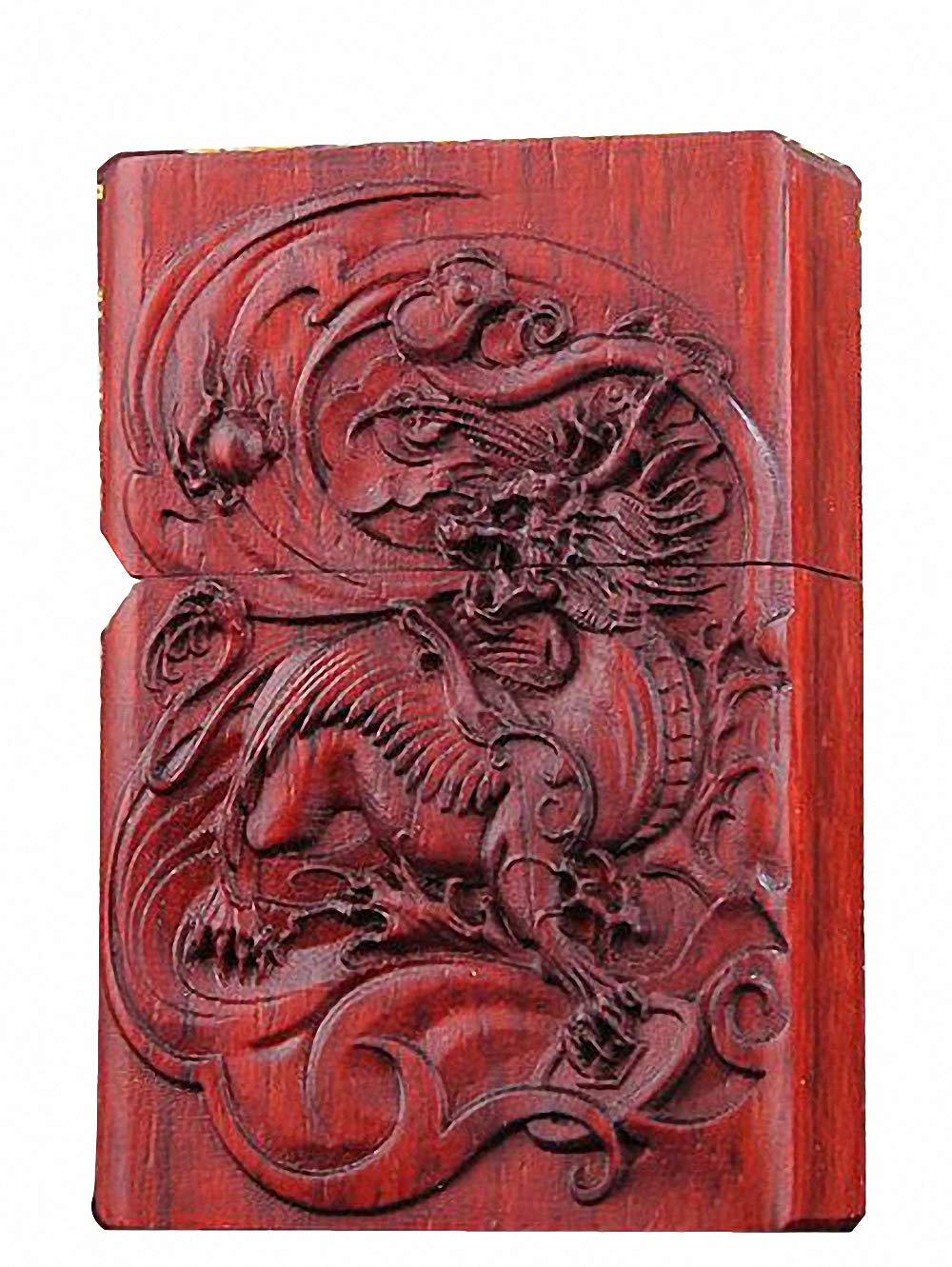 Natural Huanghuali Rosewood Carving Lighter Shell Box For Zippo Module (Wing Kylin)