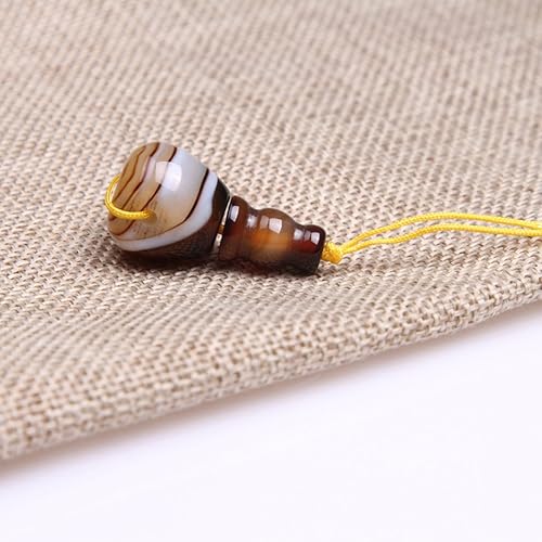 Miniatura 3 de Gem-Inside - Cuentas de ágata Botswana marrón natural, 3 agujeros, Buda, Mala Gurú, cuentas de oración del Tíbet, 0.630 x 1.063 in, 1 juego