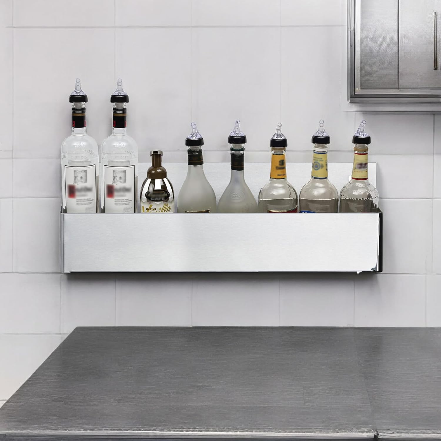 Stainless Steel 15" Speed Rail, Single Tier Bar Speed Rack, Speed Rails Liquor Bottles, Space-Saving Organizer for Liquor Bottles, Efficient Liquor Bottle Storage, Bar Bottle Holder