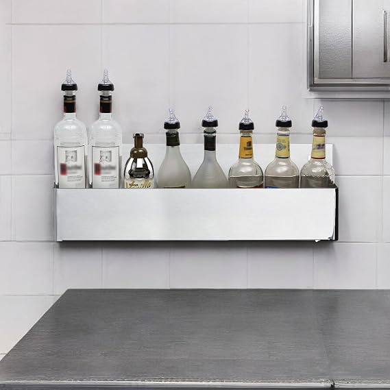 Stainless Steel 15 Speed Rail, Single Tier Bar Speed Rack, Speed Rails Liquor Bottles, Space-Saving Organizer for Liquor Bottles, Efficient Liquor Bottle Storage, Bar Bottle Holder