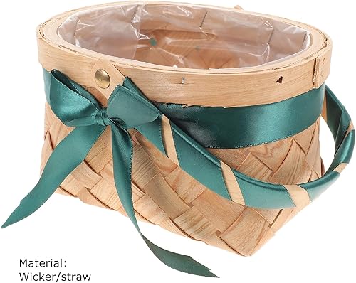 Miniatura 5 de Abaodam Cesta de flores tejidas para boda, baby shower, cesta de embalaje (verde)