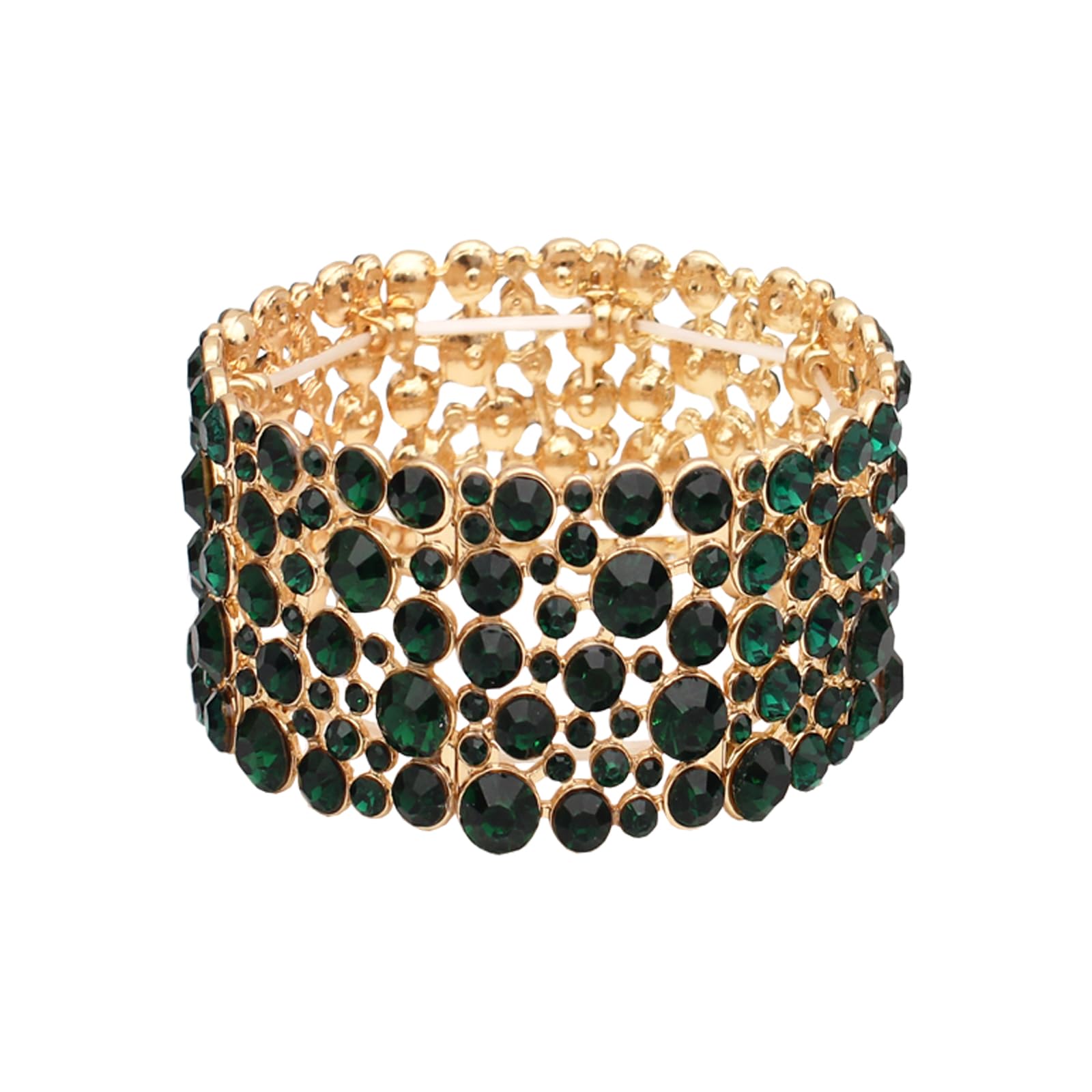 SFEElegant Wedding Brides Bridesmaids Austrian Crystal Elastic Bangle Stretch Bracelet Prom Jewelry for Women