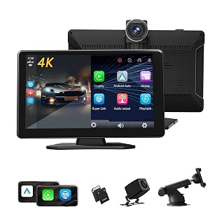 9" Carplay Screen for Car, Support Apple Carplay & Android Auto, 4K Dash Cam, 1080p Backup Camera DVR, Car Audio Receivers GPS Navigation Airplay/Super Link, Bluetooth, FM, Siri. - Amazon product rated Grade A