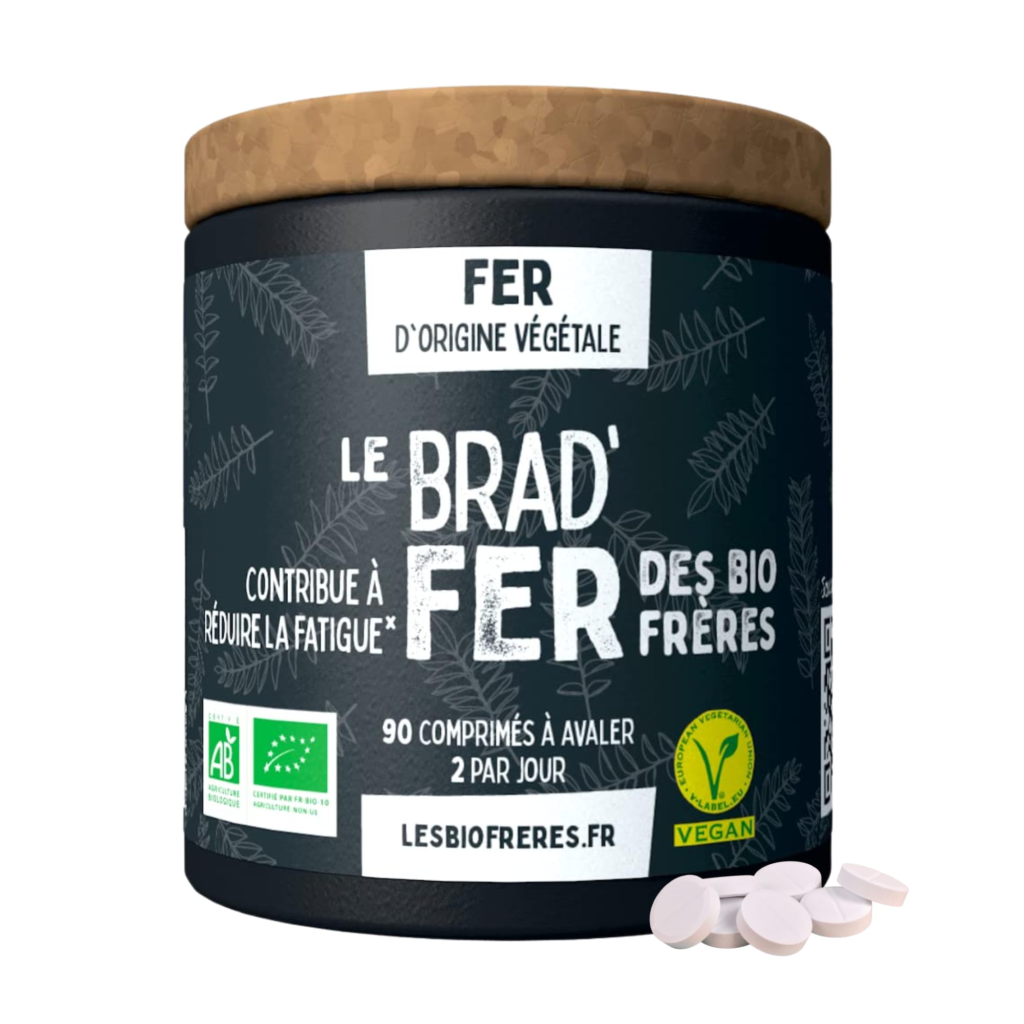 Les Bio Frères Fer Bio Vegan 7 mg 90 Comprimés - Cure 45 Jours