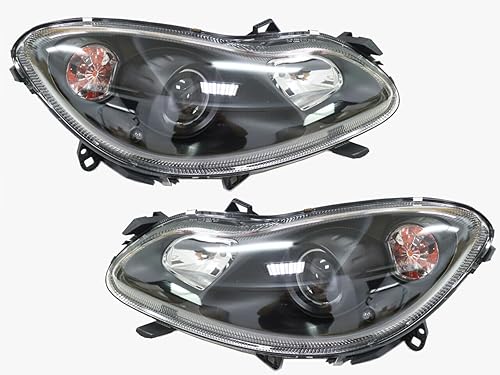 Accesorios exteriores - Montaje de la lámpara de faro transparente/base negra compatible con Smart Fortwo 451 Mk2 2007-2014