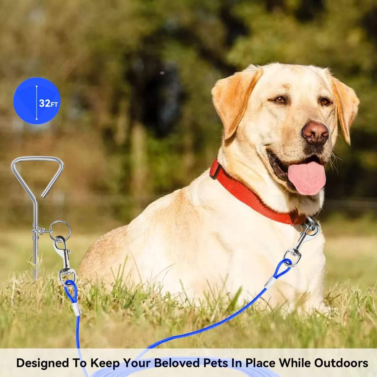Hawsam 32ft Dog Tie Out Cable for Dogs, Pet Tether with 16