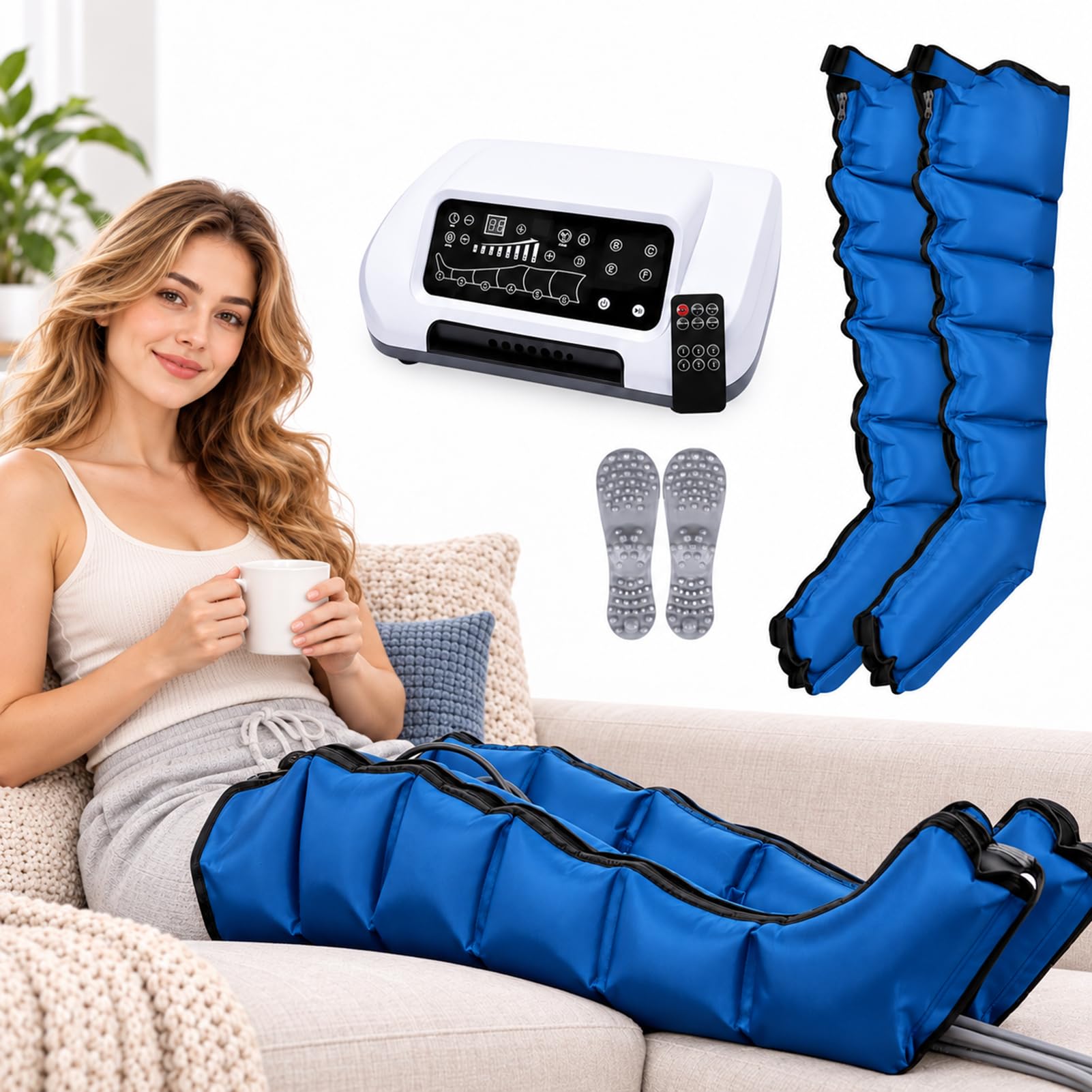 Massaggiatore Gambe Linfodrenante 6 Camere d'Aria, 6 modalità
