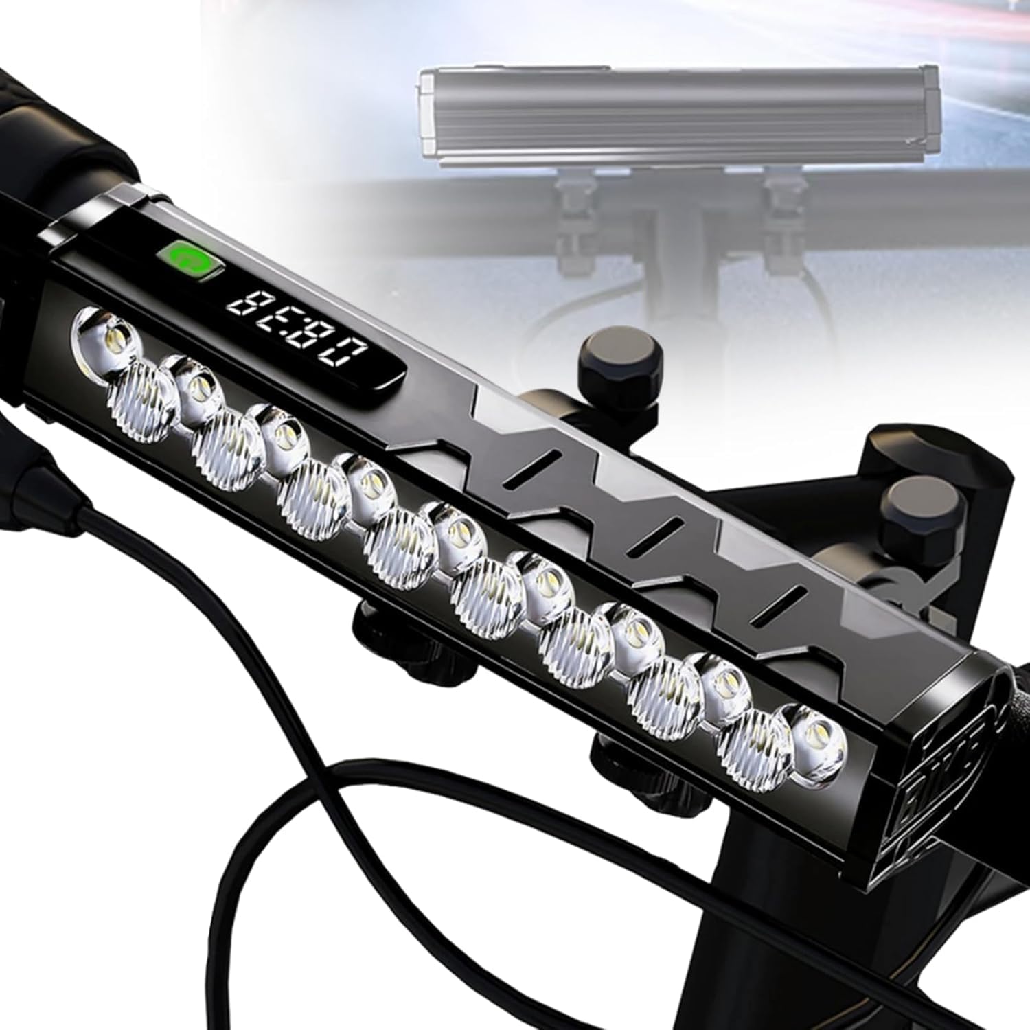 Luci per Bicicletta con 17 LED, 4800 Lumen, Luce Anteriore Super Luminosa con 4 modalità di Illuminazione, Batteria da 10000 mAh E Ricaricabile Tramite USB, Faro Anteriore Impermeabile Ip65