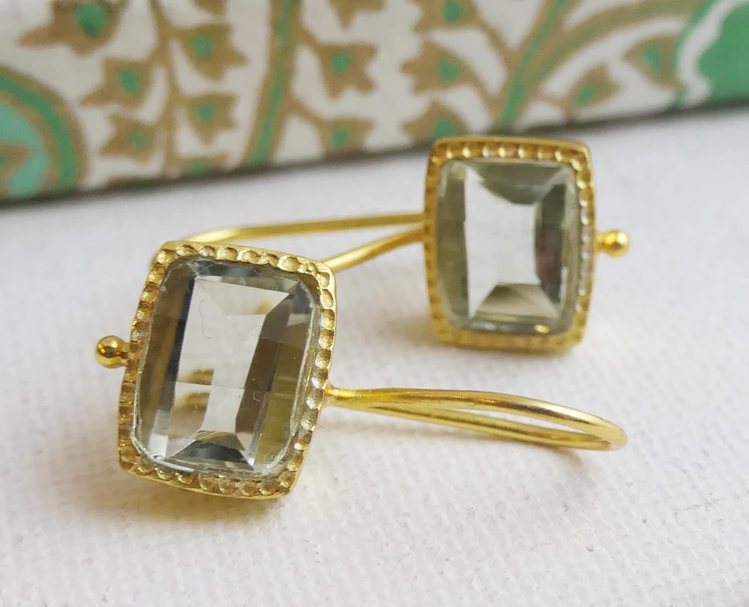 Gemstone Gold Vermeil Drop Earrings - Handmade Jewelry Gift Ideas for Women - Gold Plated Sterling Silver Ear Wires - Image 4