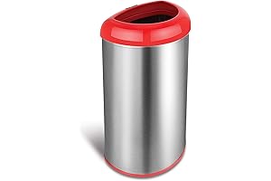 NINESTARS Open Top Trash Can with Stainless Steel Base