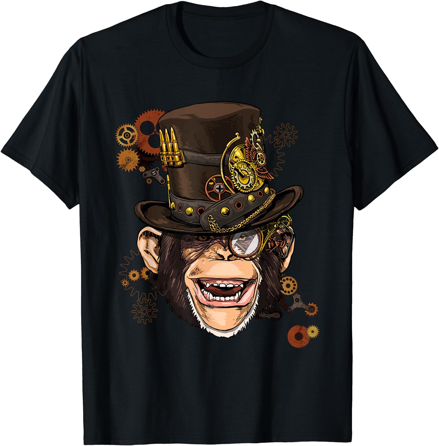 Steampunk Monkey Shirt Steampunk Gears Monkey Face Animal T-Shirt