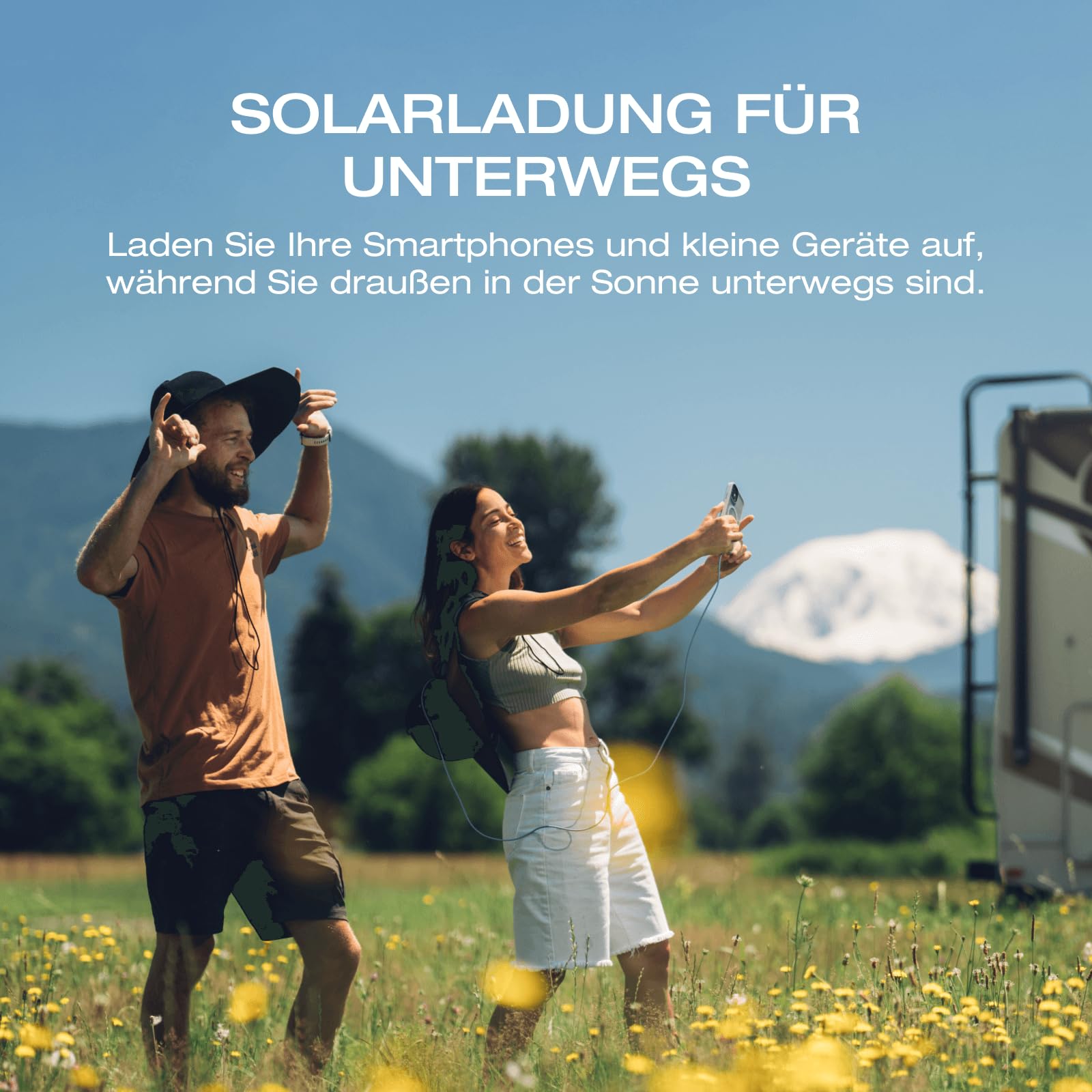 EF ECOFLOW Solar Hut 360°, wasserdicht, Ultraleicht, faltbar, Zwei USB-A und USB-C Anschlüsse, lädt Phones, kleine elektronische Geräte unterwegs beim Wandern, Angeln, Camping, am Strand (L-XL)