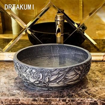 Amazon | 【排水セット付き】 洗面ボウル 陶器 豪華 手洗器 置き型