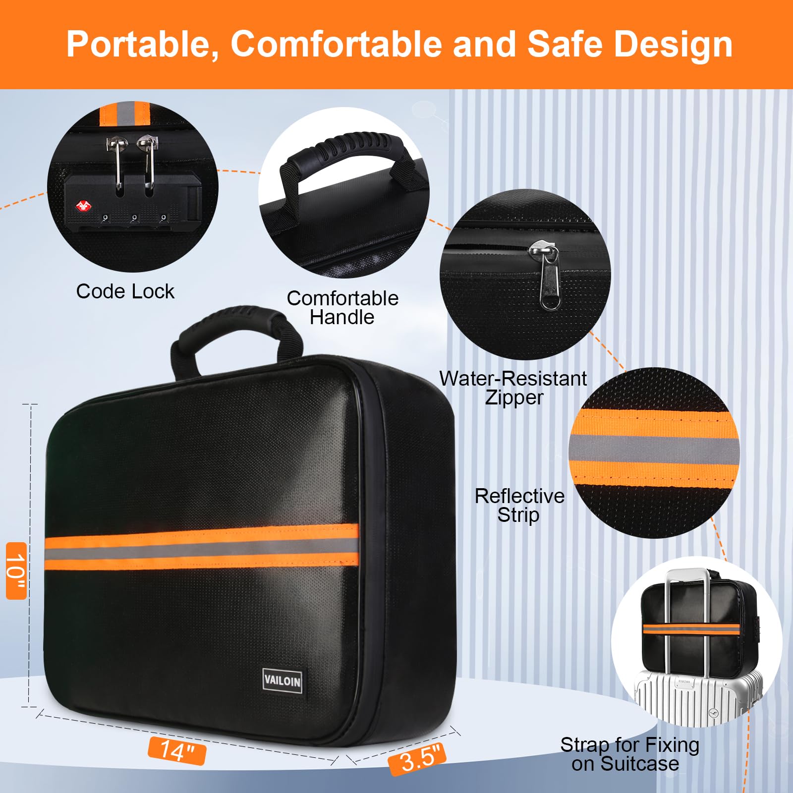 Sac D'argent à Serrure à Combinaison Avec Fermeture éclair, Pochette De Verrouillage Portable étanche En Toile, Sac De Documents De Sécurité Portable Pour Camping / Produits De Classement