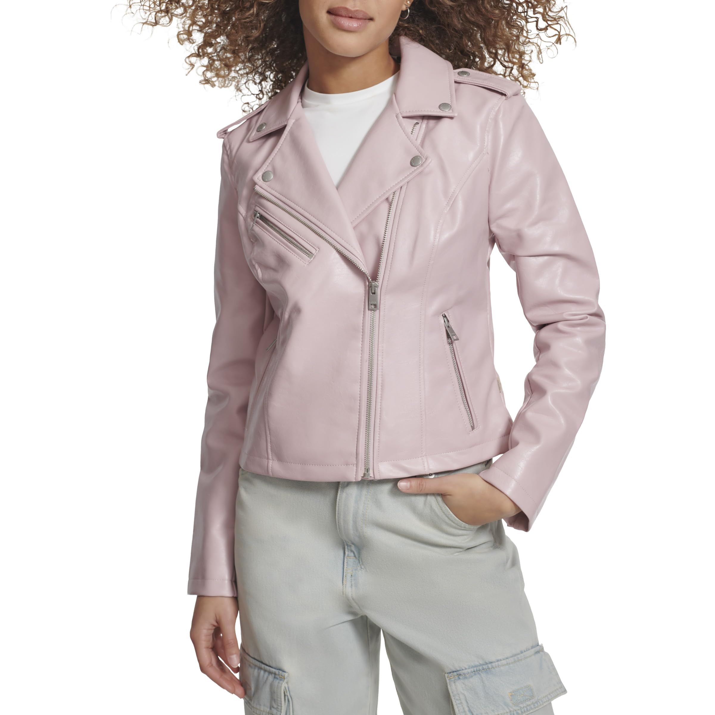 Levi's Women's The Classic Faux Leather Moto Jacket (Regular & Plus Size): Large Gloss Lilac