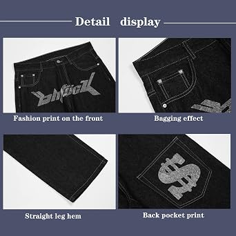Gothic Jeans Men's Hip Hop Jeans Fashion Print Casual Pants Harajuku Pants