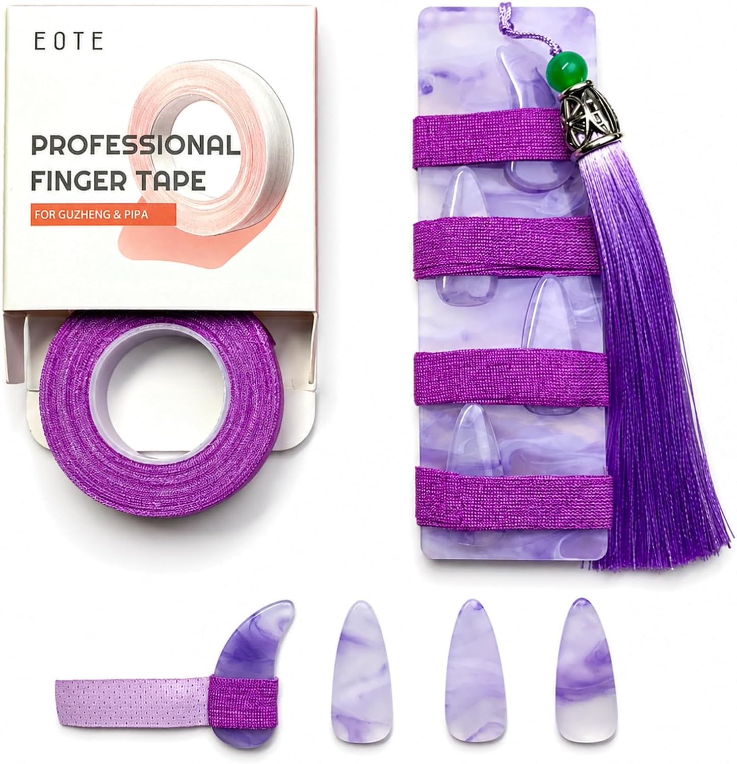 EOTE Guzheng Accessories 3PCS Set, Lavender Ink Purple