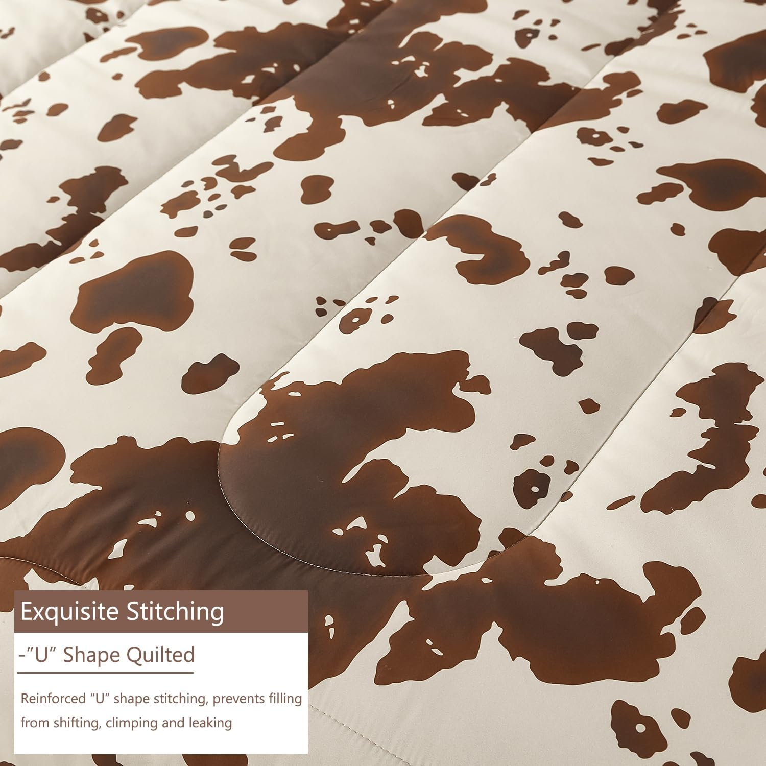 PERFEMET Cow Print King Size Comforter Set Brown and Beige Western Bedding Set Cartoon Animal Pattern Farmhouse Bed Set for Teens Boys Girls Men Women (Beige,King) - Image 4