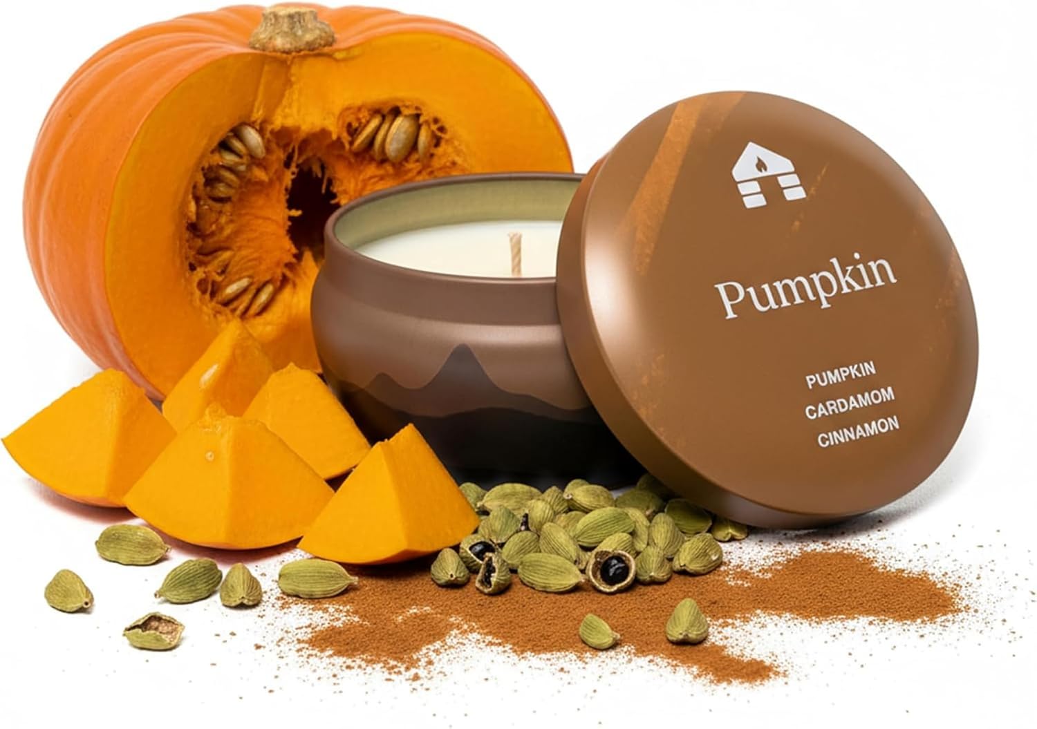 Bluecorn Aromática Scented Candle Tin, Pumpkin Spice, Cardamom & Cinnamon, Vegan Coconut Wax, Clean Burning & Long Lasting Nontoxic Candles, Fall Candle for Home Decor, Gifts, Made in USA, 8 Oz