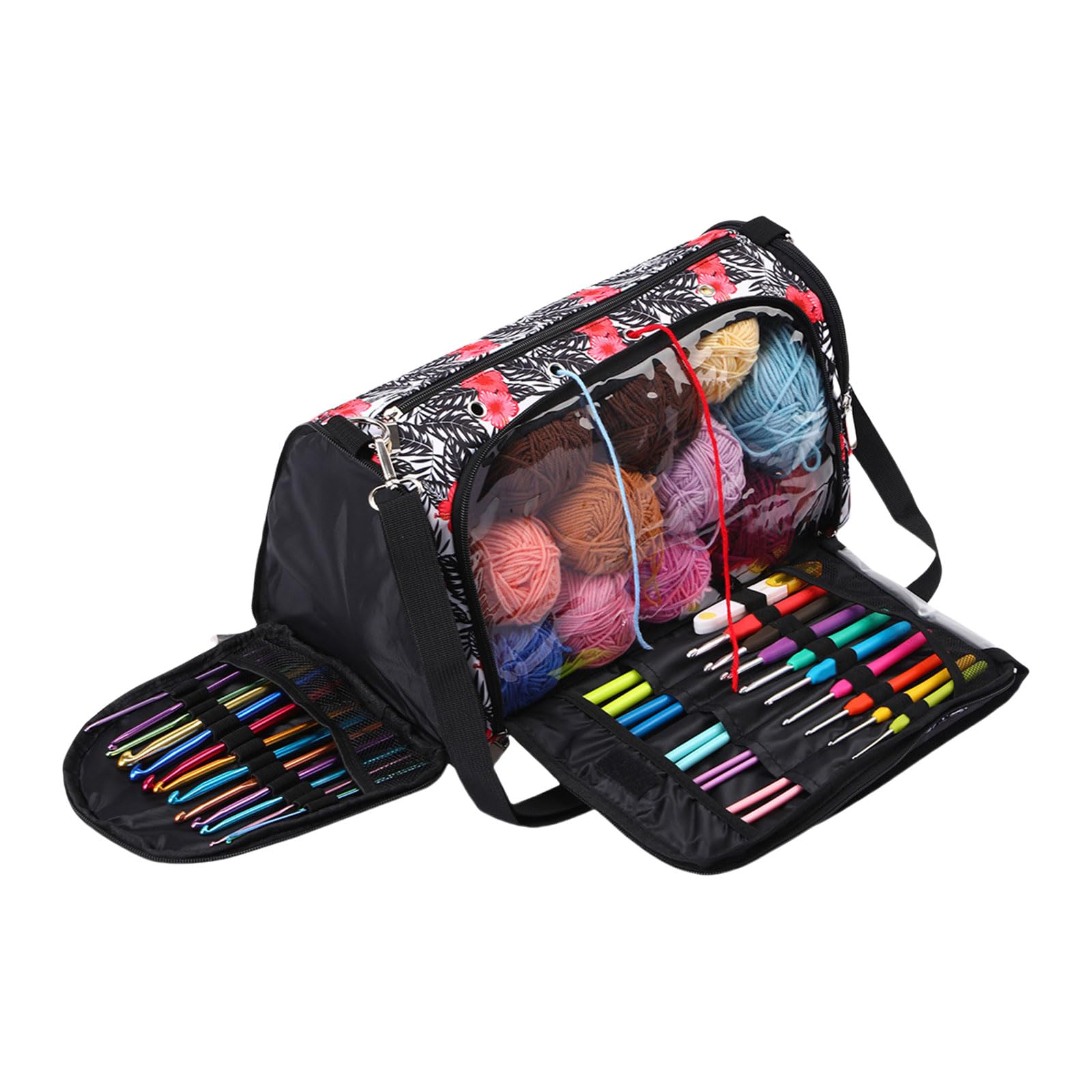 Jazuaiao Craft Project Bag Travel Craft Project Knitting Organizers for Crochet Yarn Hook Needle Knitting Accessories Large Crochet