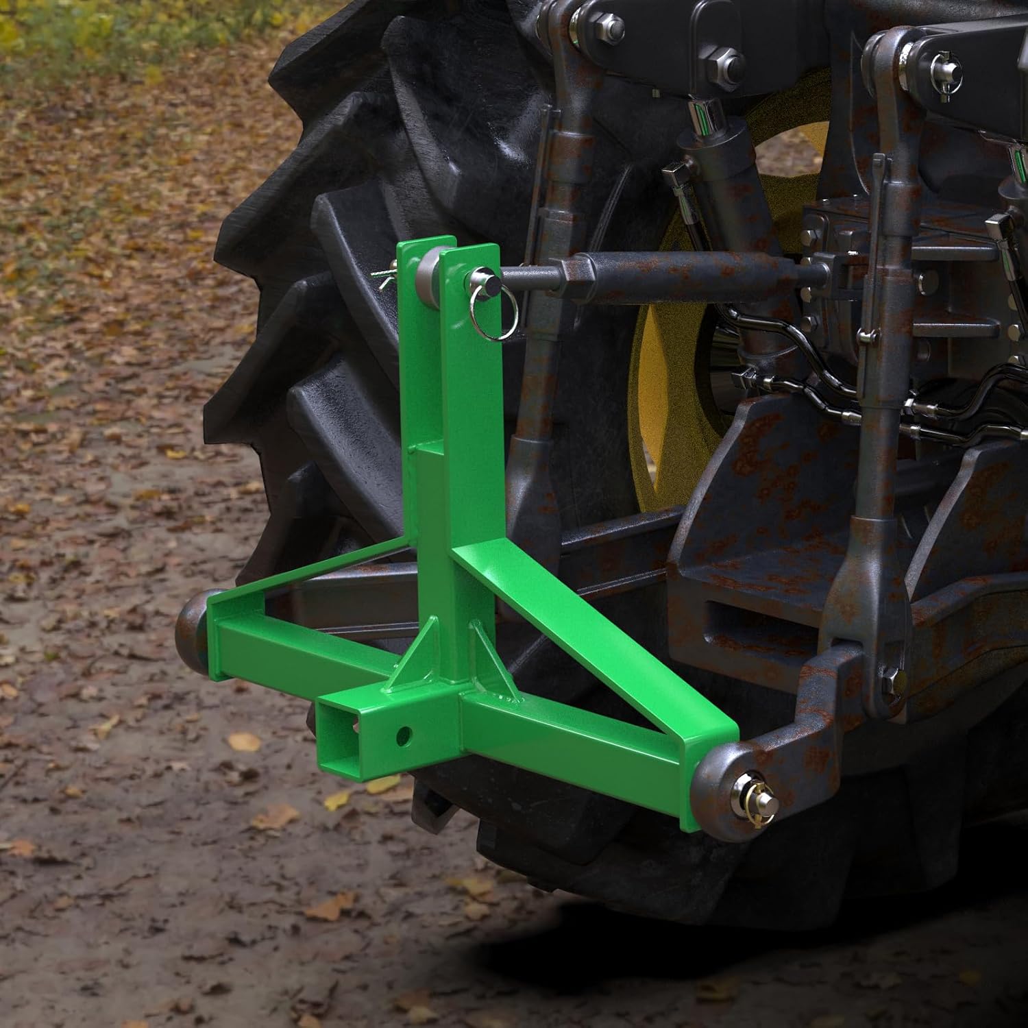 Green 3 Point Hitch Receiver Quick Hitch Compatible, 3 Point Trailer Hitch 2" Receiver for Category 1 Tractor, 3 Pt Trailer Towing Hitch Tractor Drawbar for Kubota, John Deere, BX, Kioti, Yanmar etc - Image 5