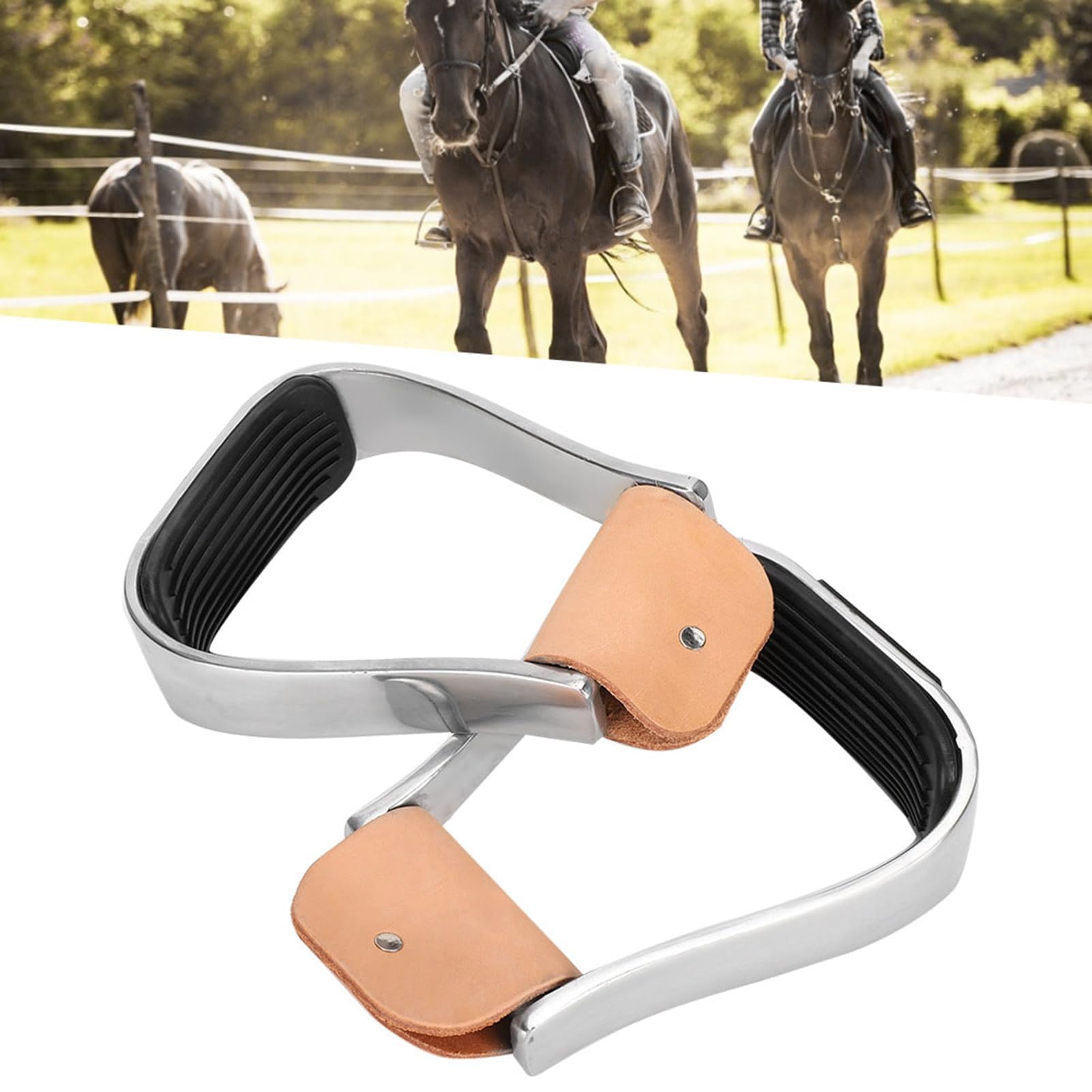 HERCHR 2 Paquetes de alojamiento de Caballos, estribos de Aluminio con Almohadilla con Almohadilla de Goma de tachada sobre Tachuelas de Seguridad de Seguridad sin Aliento