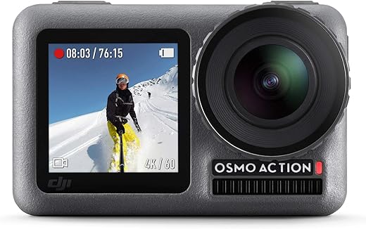 DJI Osmo Action - 4K Action Cam 12MP Digital Camera with 2 Displays 36ft Underwater Waterproof WiFi HDR Video 145° Angle, Black