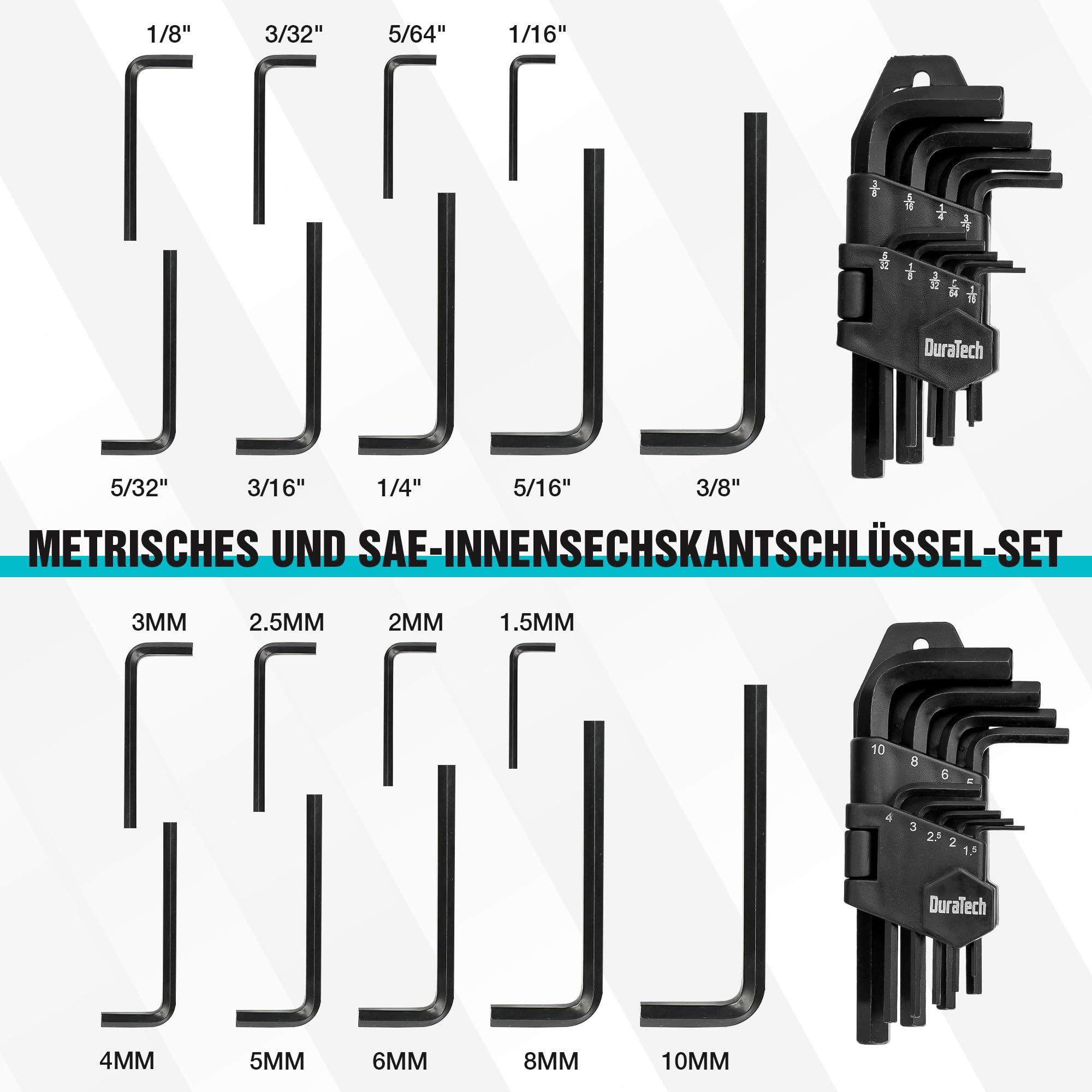 DURATECH Steckschlüsselsatz 121-teilig, Knarrenkasten Steckschlüssel Set | Ratschenkasten mit 1/4” und 3/8” Umschaltknarre, Innensechskantschlüssel,Bits, Stecknüsse, Chrom-Vanadium-Stahl, inkl. Koffer