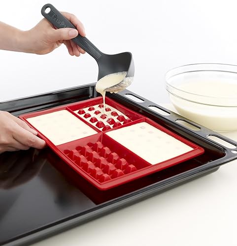 Miniatura 2 de Lekue Molde de silicona para gofres, modelo #, rojo, juego de 2