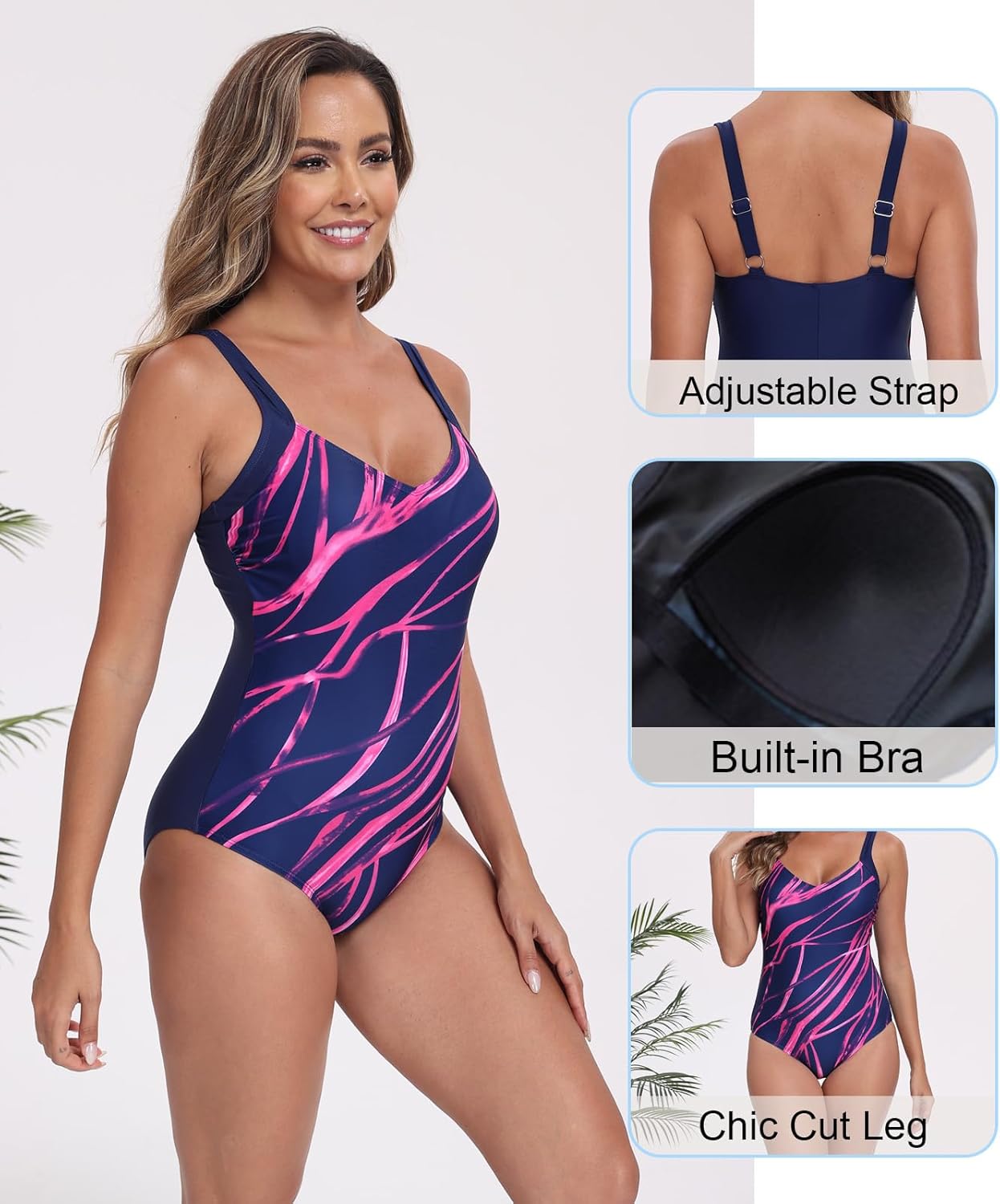 Itzel Women's Ruched Twist Front One Piece Swimsuit Tummy Control Push Up Vintage Retro Bathing Suits
