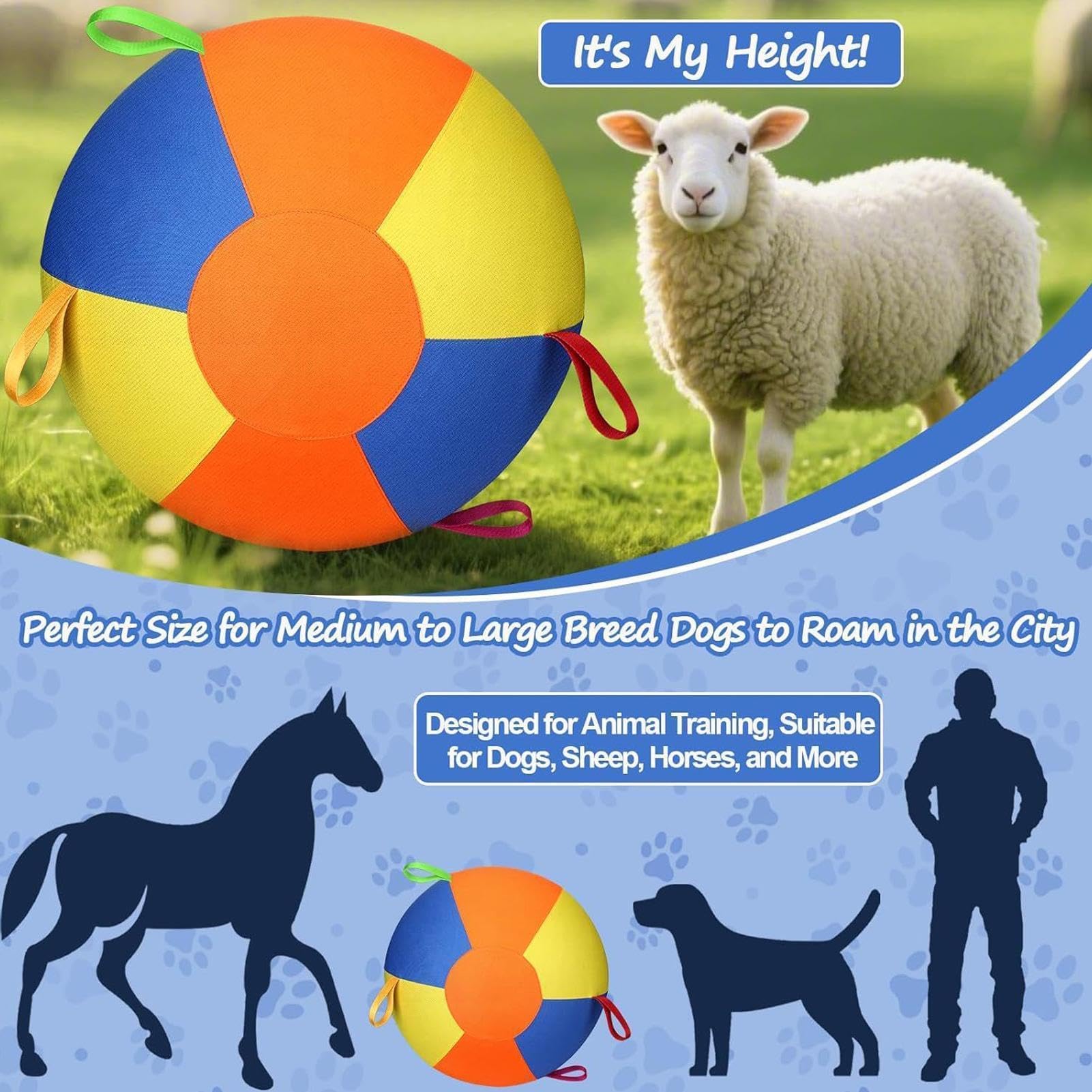 Pelota de pastoreo de perros, juguete gigante inflable para jugar, ideal para patio, césped, jardín, parque, apartamento, oficina en casa, sala de estar, dormitorio, estudio, diversión apta para