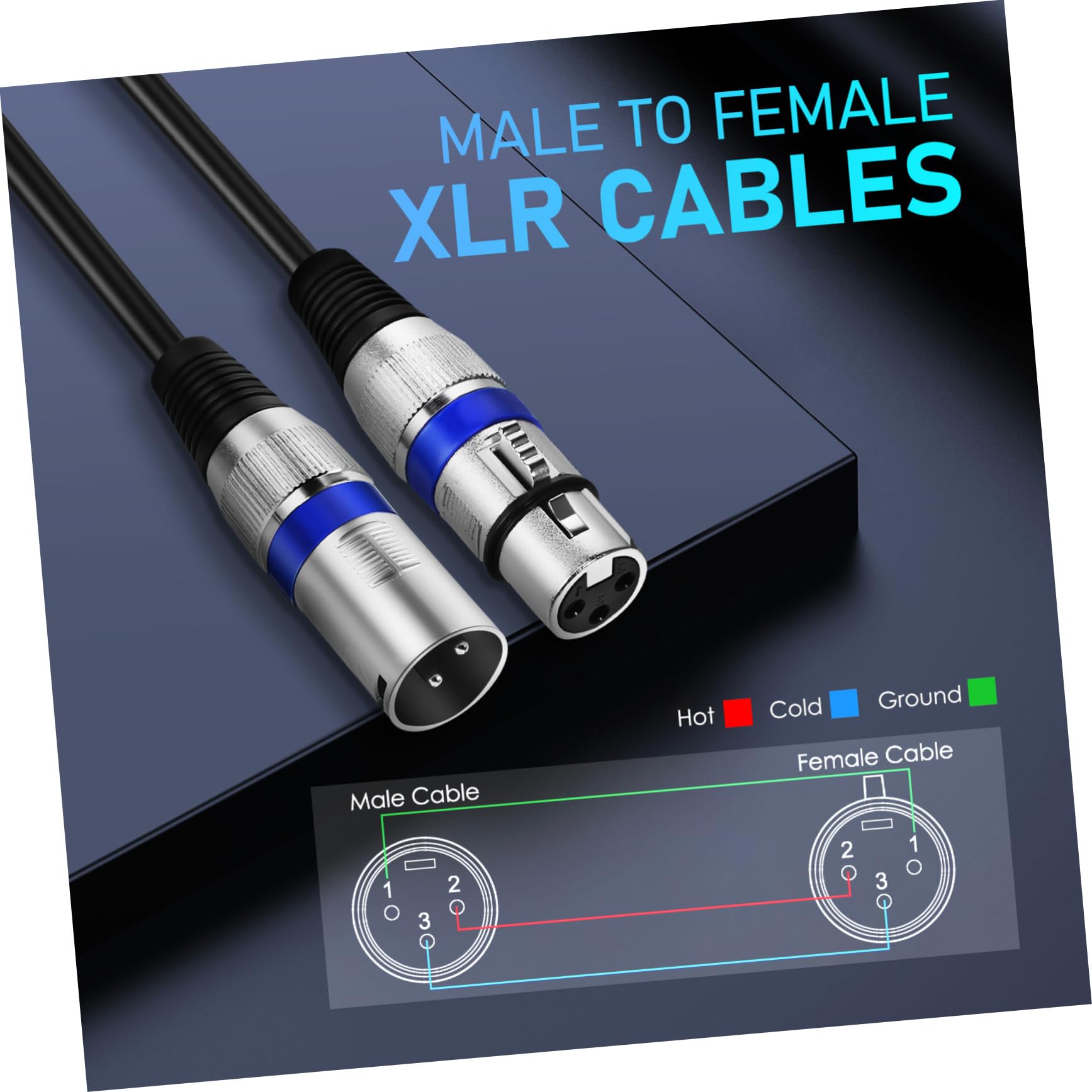 6 Cables Xlr Balanceados Macho a Hembra, 3 Pines, Cobre, 1,5m, para Micrófono y Refuerzo de Sonido en Conciertos y Conferencias