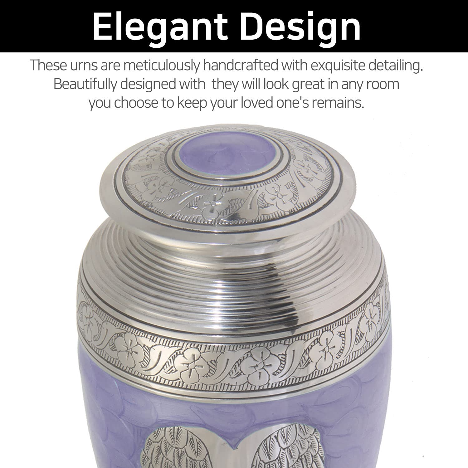 LETUSTO Angel Wings Cremation Urn - Handcrafted Purple Adult Urn With Velvet Bag - View #4