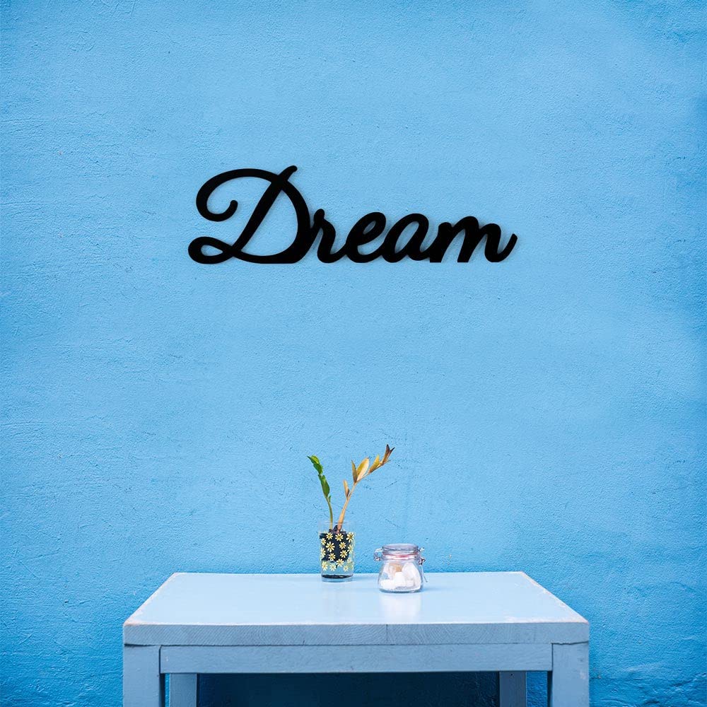 Mural de madera con cita Dream - Mural de pared para colgar en la pared, para local, tienda o estudio - Complemento de decoración para decoración del hogar y fiestas