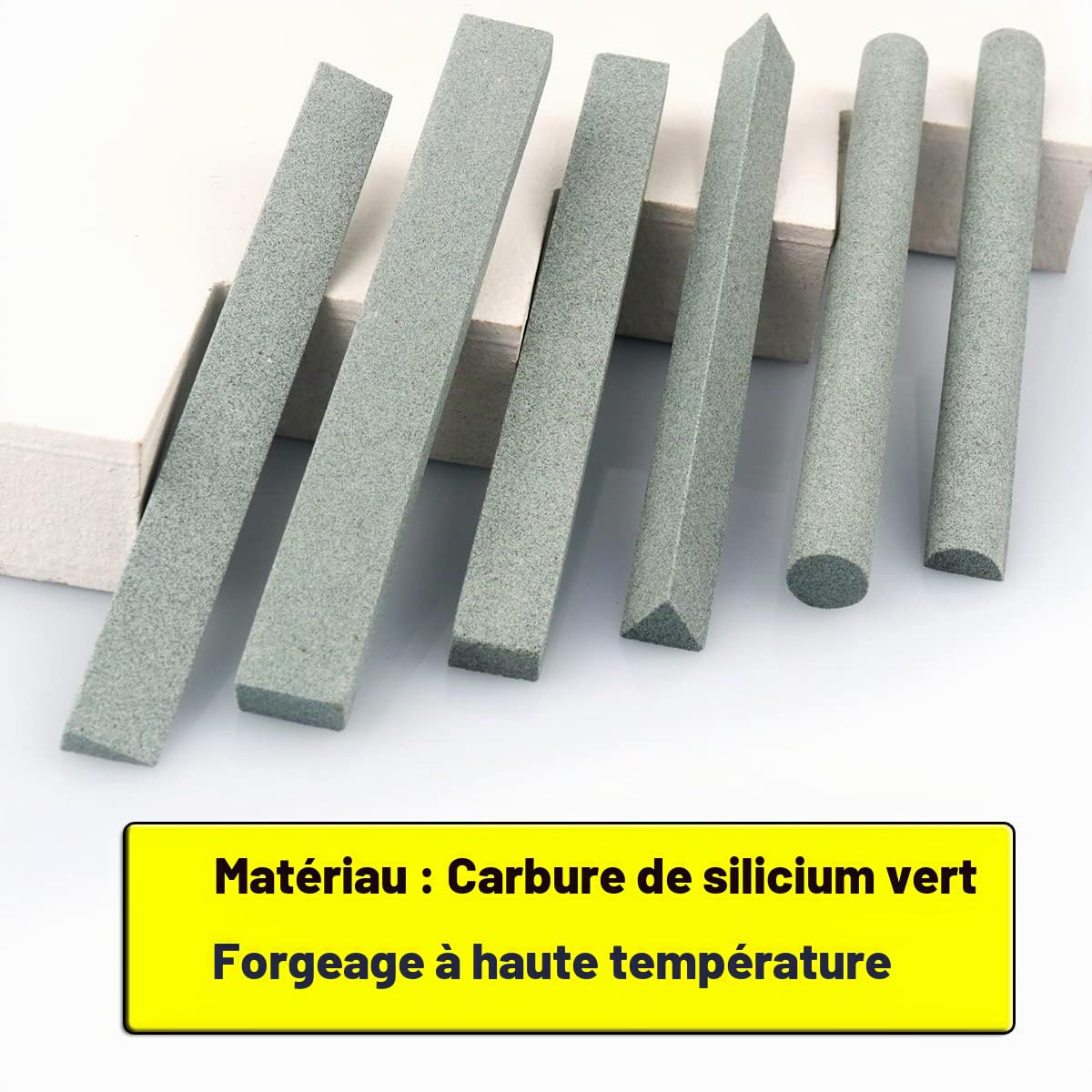 Lot de 6 pierres à aiguiser pour couteau, 180#, pierre à aiguiser grossière pour outils de coupe à lames métalliques, variété de formes (longueur 10 cm)