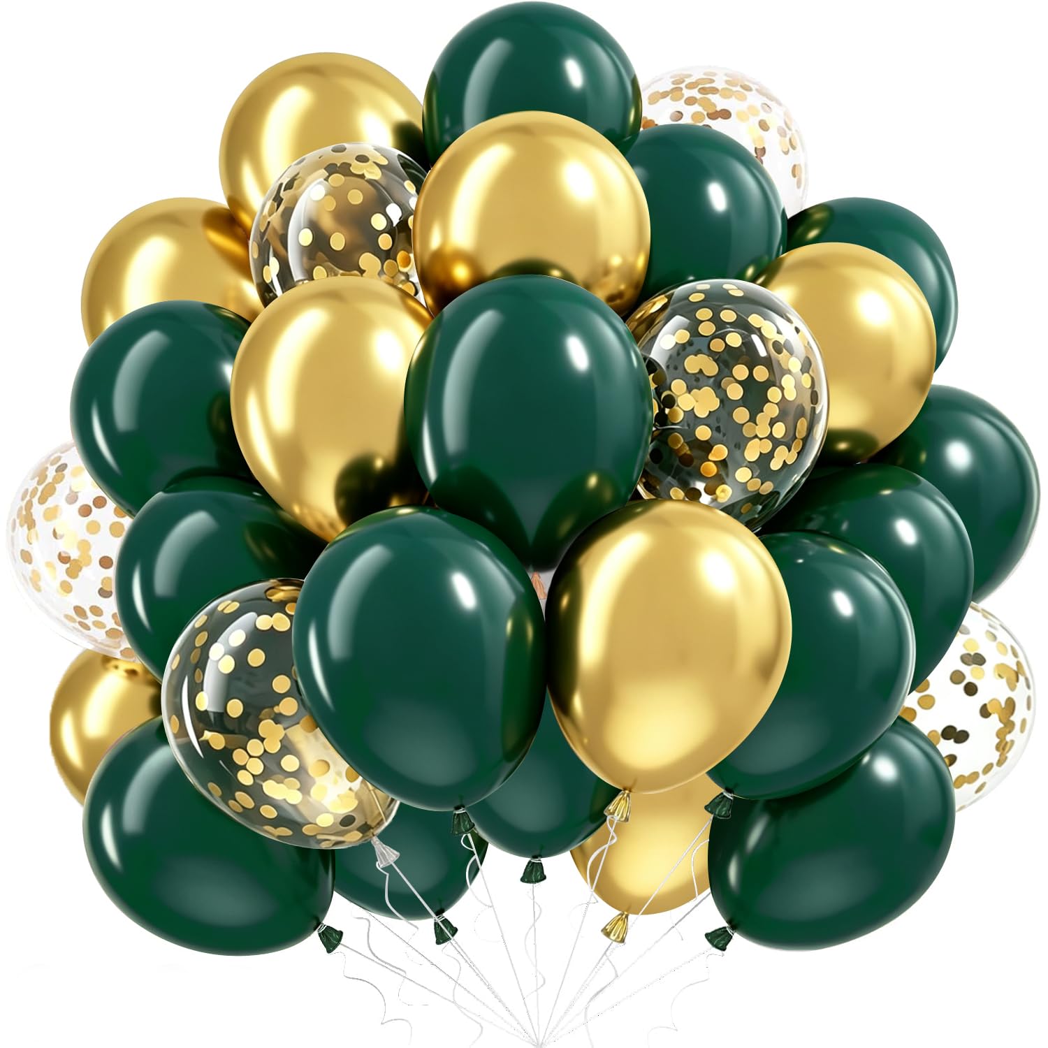 Dark Green Gold Balloons, 60Pcs Dark Green Balloons With Gold Metallic Confetti Balloon, 12Inch Helium Sage Jungle Balloon For Safari Dinosaur Theme Party Decorations Birthday Engagement Baby Shower โ image 1