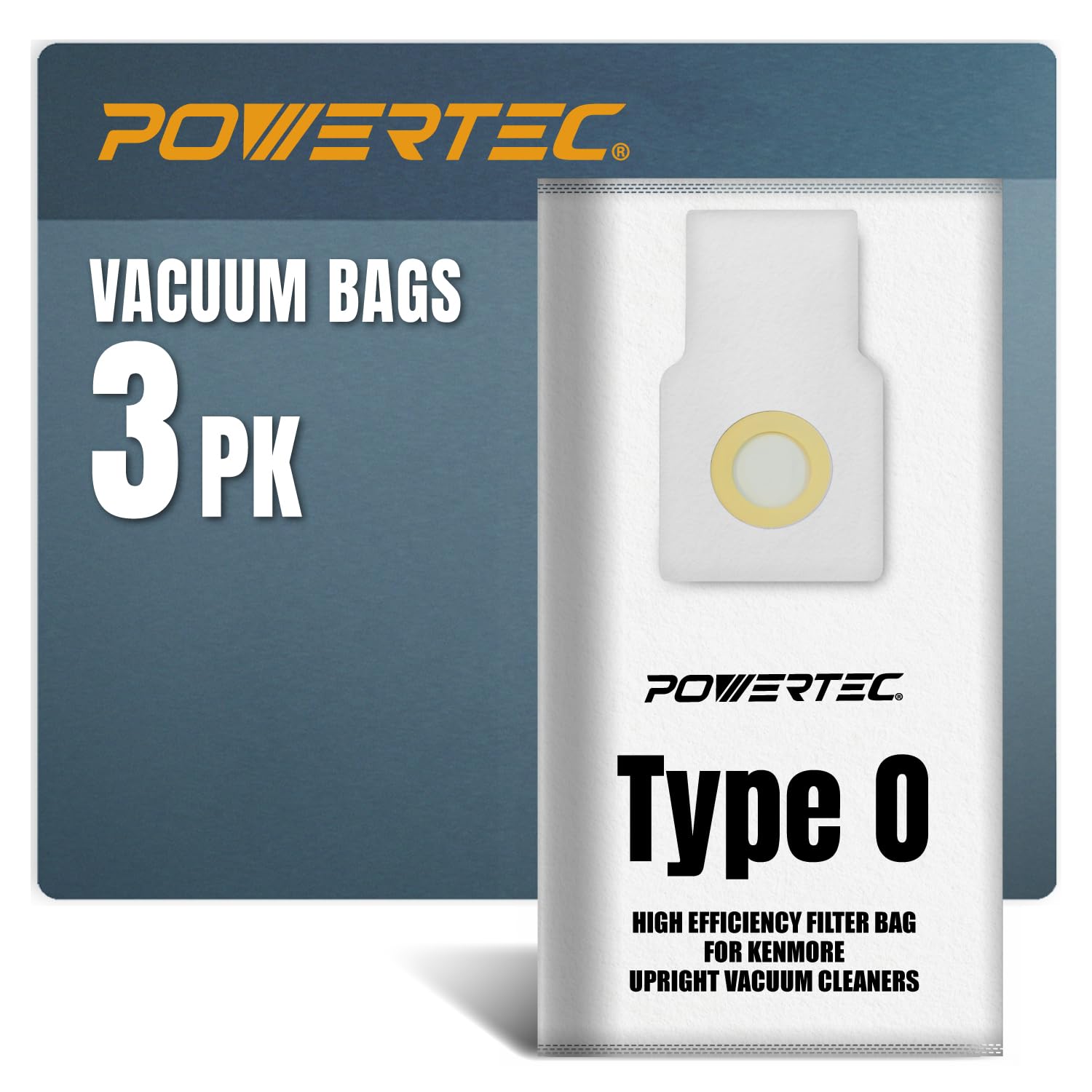 POWERTEC 53294 Type O Vacuum Bags 3 Pack for Kenmore Upright Vacuum Cleaners, Replacement Dust Bag for Upright Vacuums 31140, 31150, BU1005, BU1018 (75060)