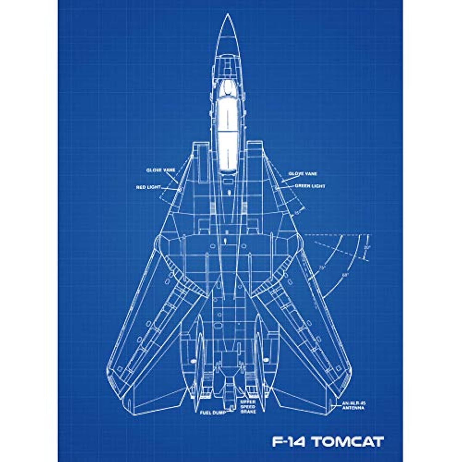 Artery8 Unframed Wall Art Grumman F-14 Tomcat Us Fighter Aicraft Blueprint Plan12X16 Inch from B&Q
