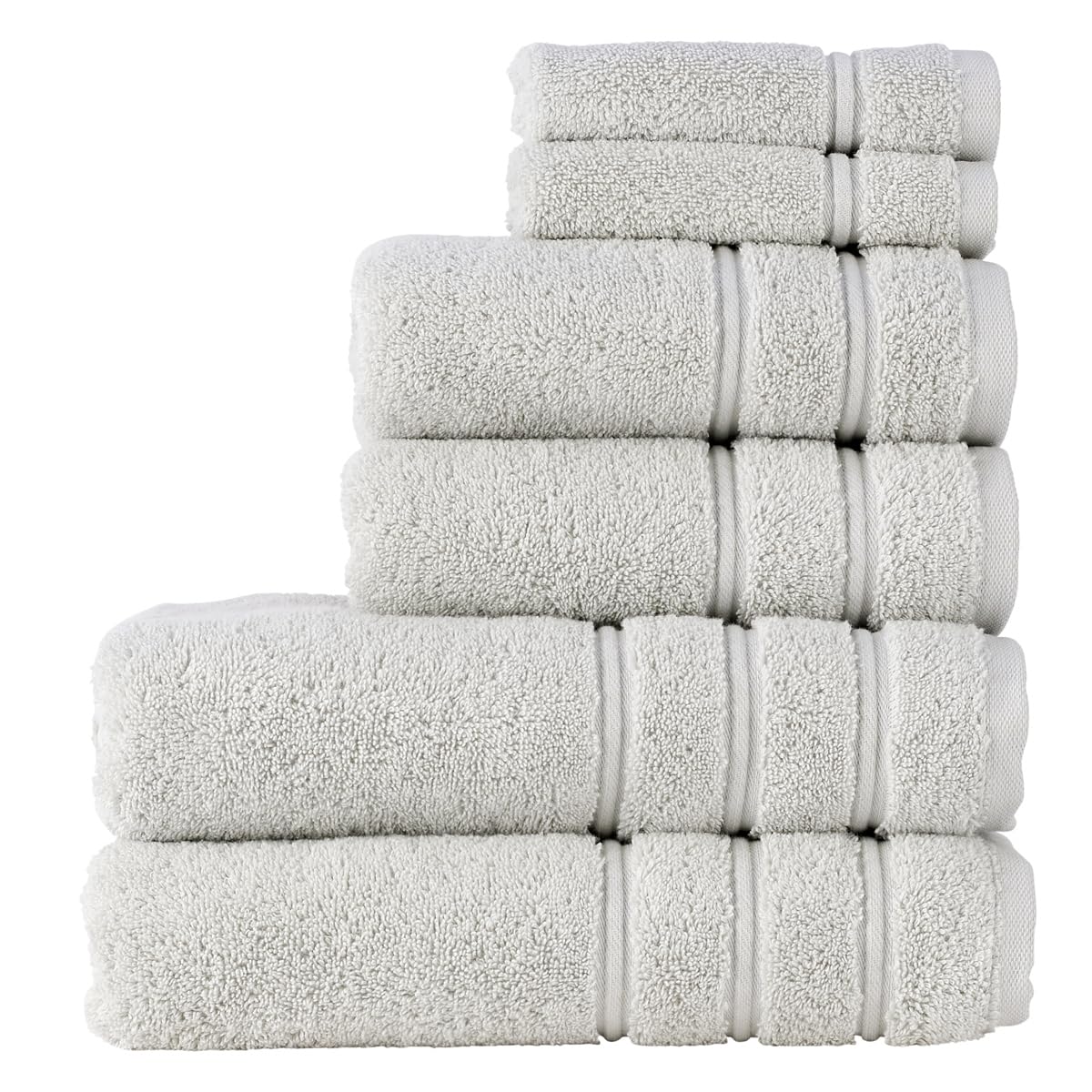Christy Antalya Large Bath Towels | Set of 6 | 100% Turkish Cotton | 600GSM | Soft Plush Luxury Towel Set | 2 Bath Towels 2 Hand Towels 2 Face Cloths | Quick Dry | Lunar Grey