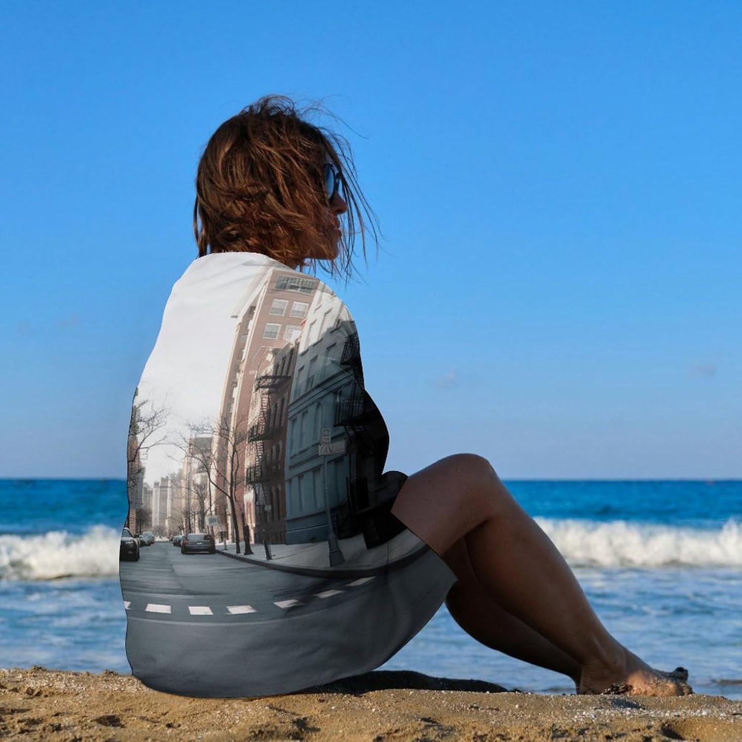 Swimming Towel, City Street Printed Fashion Towel,Portable Towel,Durable Towel