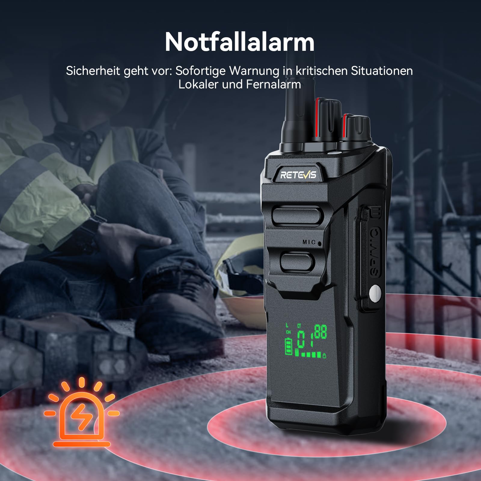 Retevis RT648H Walkie Talkie mit 6-Wege-Ladung, PMR446 Funkgerät 3-Proof, Schnellladung, Integriertem Display, 1500 mAh, Professionelles 2-Wege-Radio für Schulen, Hotels (6er-Pack)