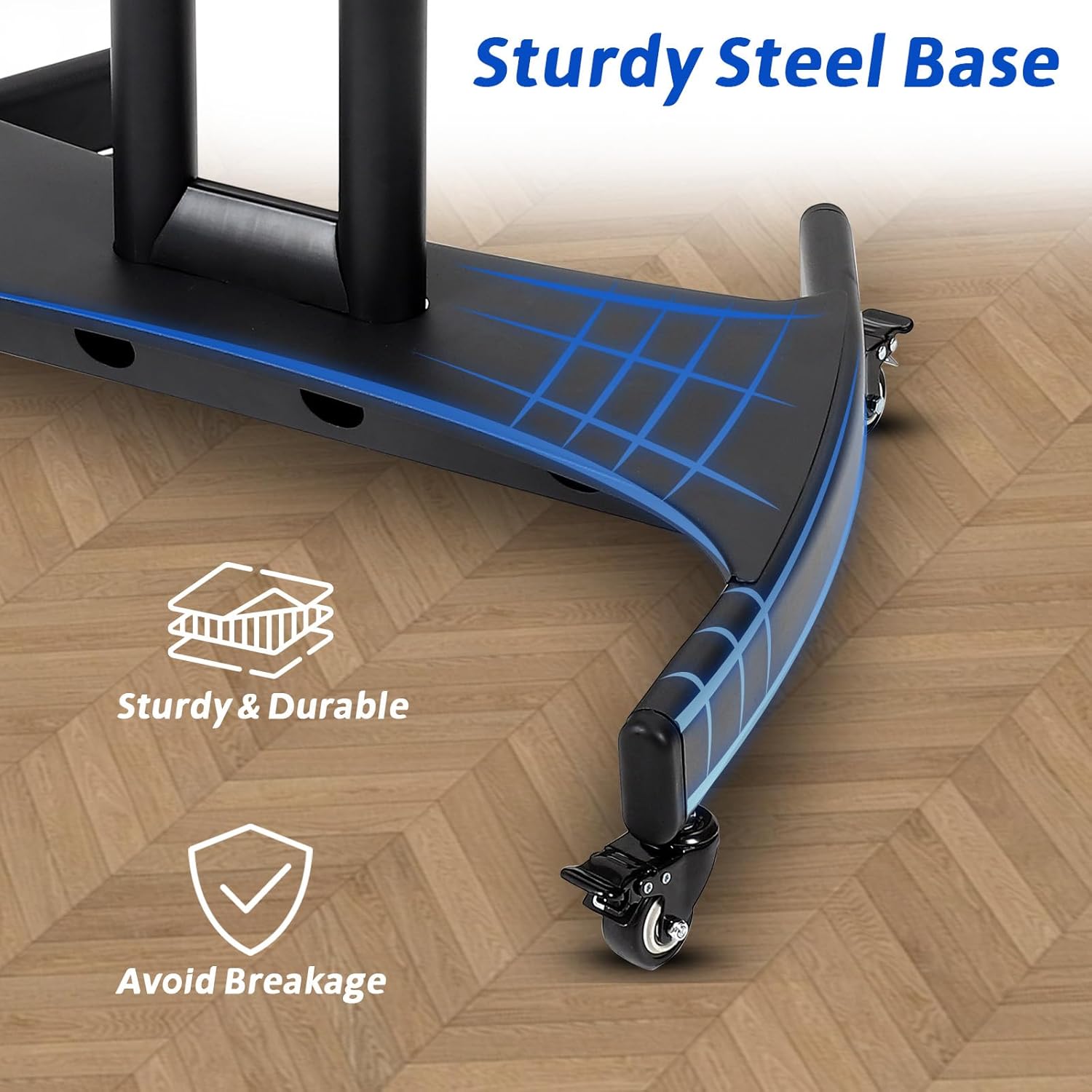 Mobile TV Stand, Rolling TV Cart with Wheels for 32-75 Inch LED/LCD Flat/Curved Screen TVs Holds up to 132 lbs, Portable Rolling Monitor Stand with Height Adjustable Shelf, Max VESA 600x400mm, Black