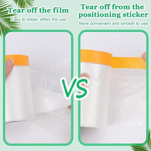 Miniatura 5 de KUANVE Paquete de 6 cintas y cortinas, 1.8 x 65.6 pies de película adhesiva precintada para pintura de automóviles, película protectora de plástico